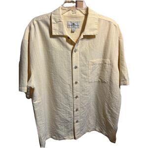 Island Shores Men’s XL Yellow Short Sleeve Button Down Rayon Hawaiian Shirt